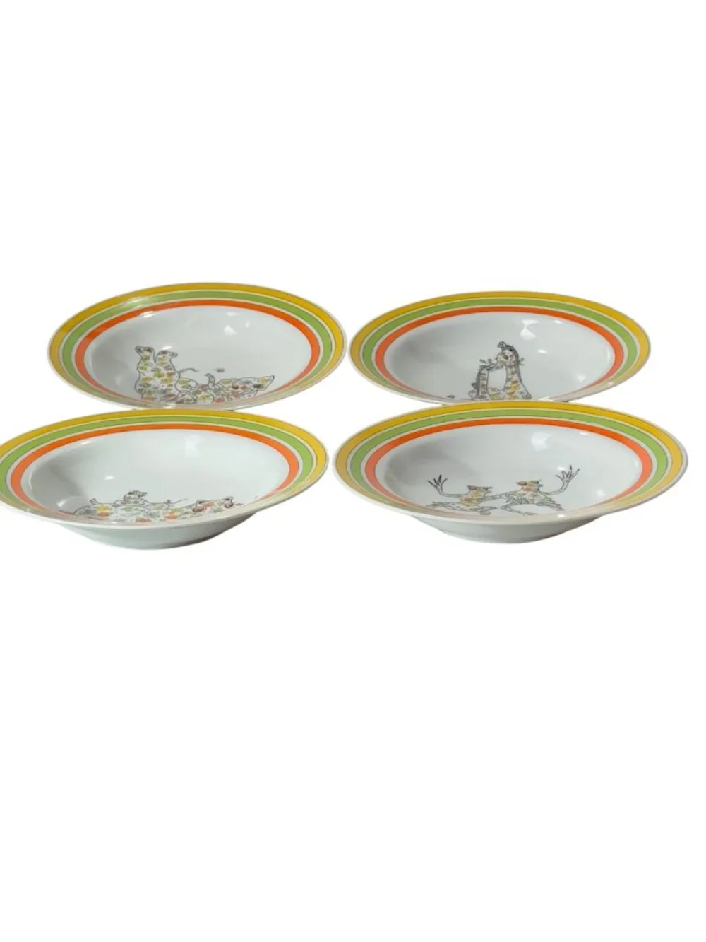 Set Of 4 Zoophisticates By Gant Gaither Bowls Animal Design Porcelain 8.25 Inch